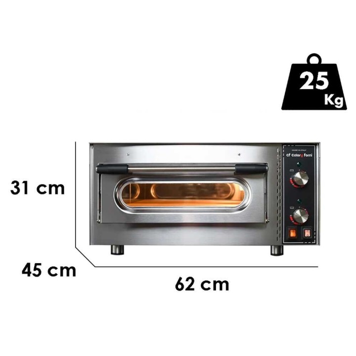 Calory Forni CF62M Pro sähköinen pizzauuni, 2 800 W, 480 °C, ruostumaton teräs