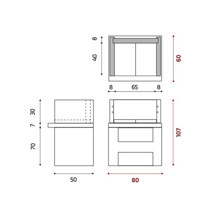 Edilmark Funny muurattu hiiligrilli, 65 × 35 cm, 290 kg