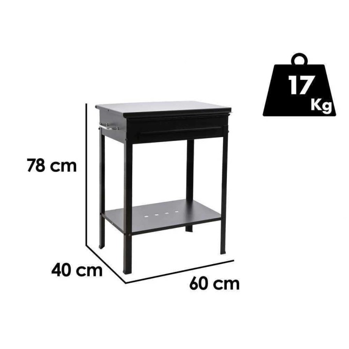 Mille Stromboli Large hiiligrilli, 57,5 × 37 cm, kromattu teräsritilä, kansi