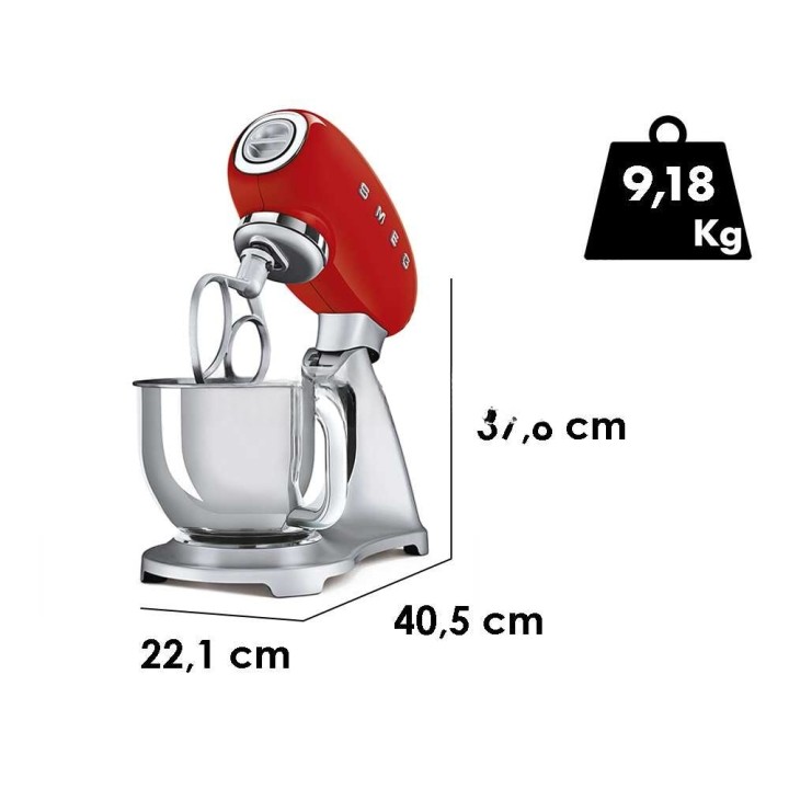 Smeg SMF02RDEU planetaarinen yleiskone, punainen, 4,8 l, 800 W