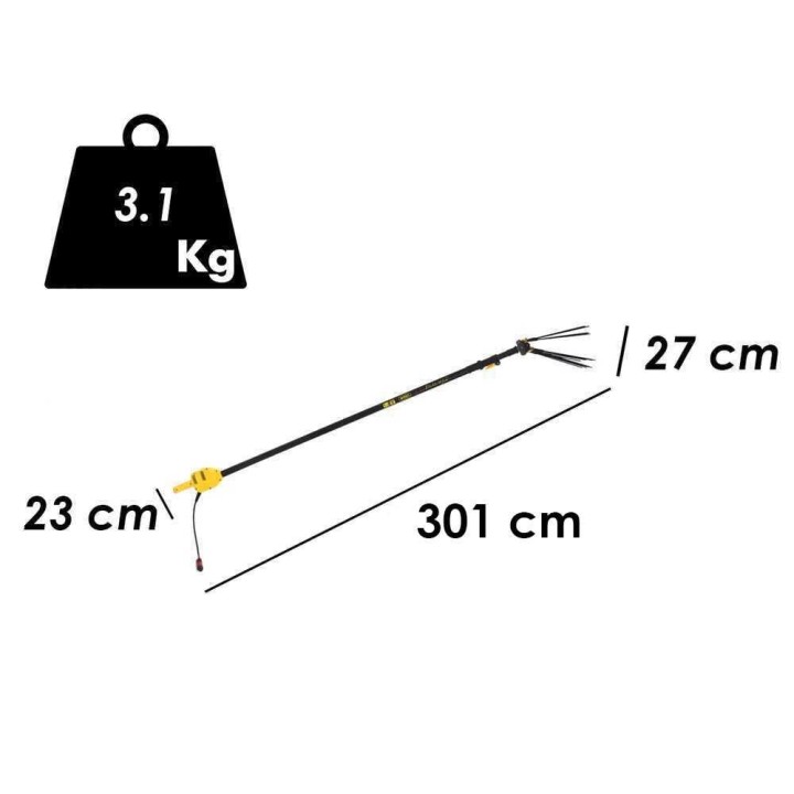 Lisam Swing sähköinen oliivinkorjuulaite, teleskooppivarsi 220–300 cm, 12 V, 56 Ah