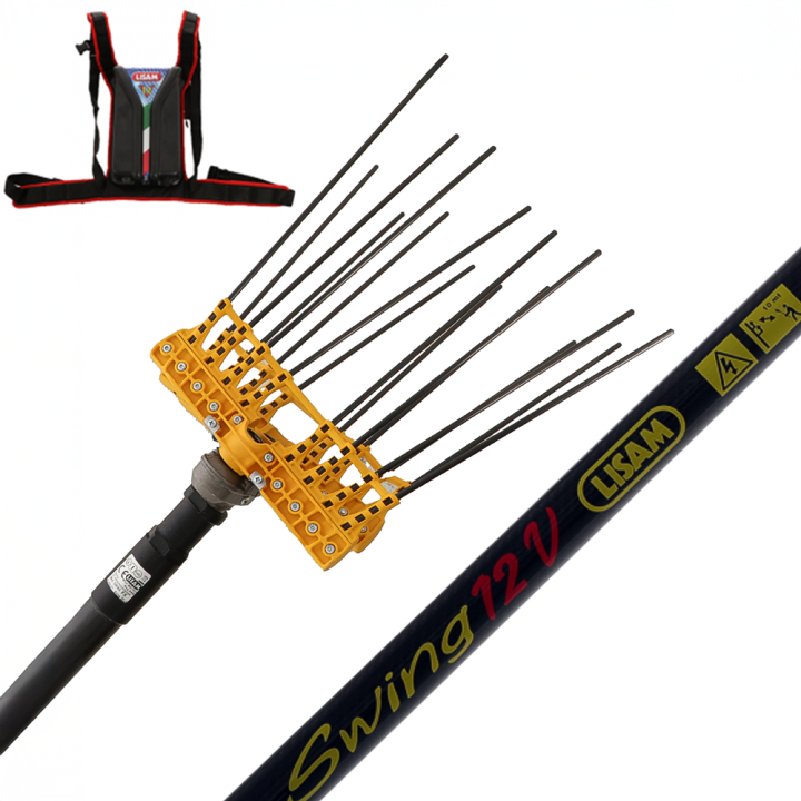 Lisam Swing sähköinen oliivinkorjuulaite 12 V 56 Ah hiilikuituvarsi 240 cm