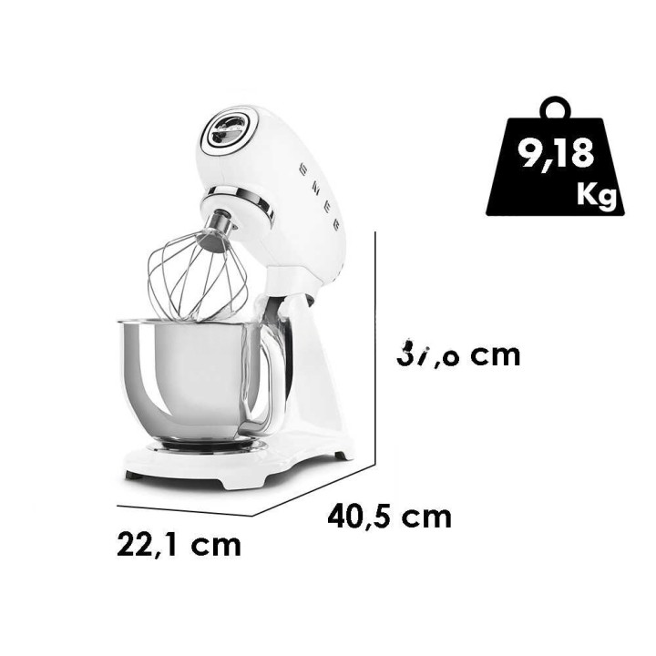 Smeg SMF03WHEU planetaarinen yleiskone, 4,8 l, 800 W, valkoinen