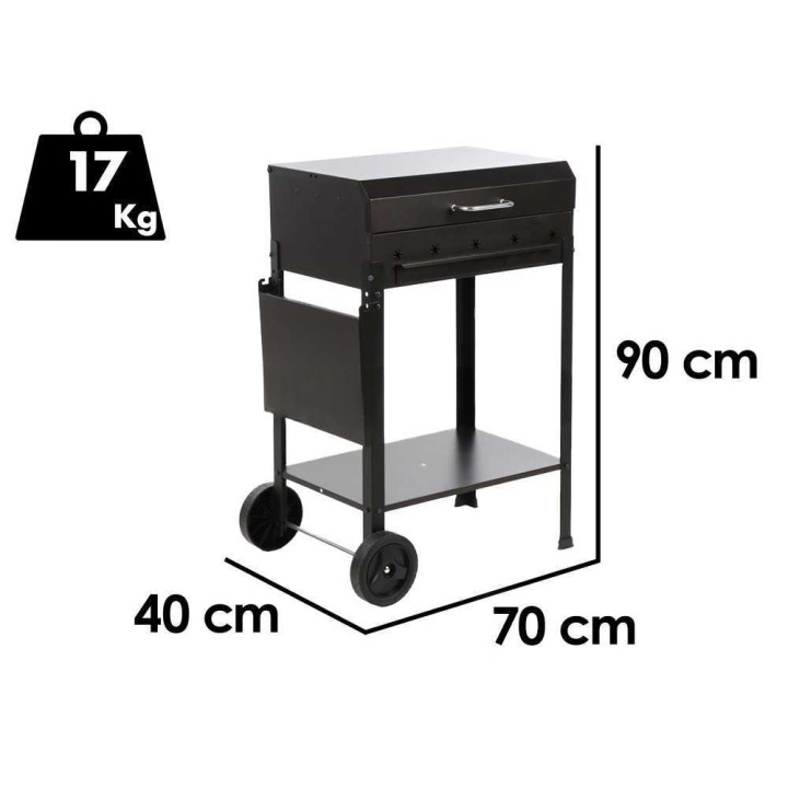 Mille Stella Large hiiligrilli, 67,5 × 37 cm, kromattu teräsritilä, kansi