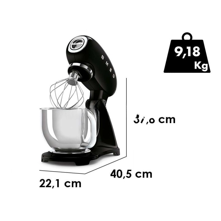 Smeg SMF03BLEU planetaarinen yleiskone, 4,8 l, 800 W, musta
