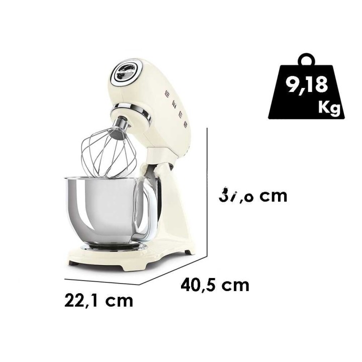 Smeg SMF03CREU planetaarinen yleiskone, 4,8 l, 800 W, kermanvärinen