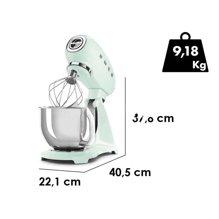 Smeg SMF03PGEU planetaarinen yleiskone, 4,8 l, 800 W, pastellinvihreä