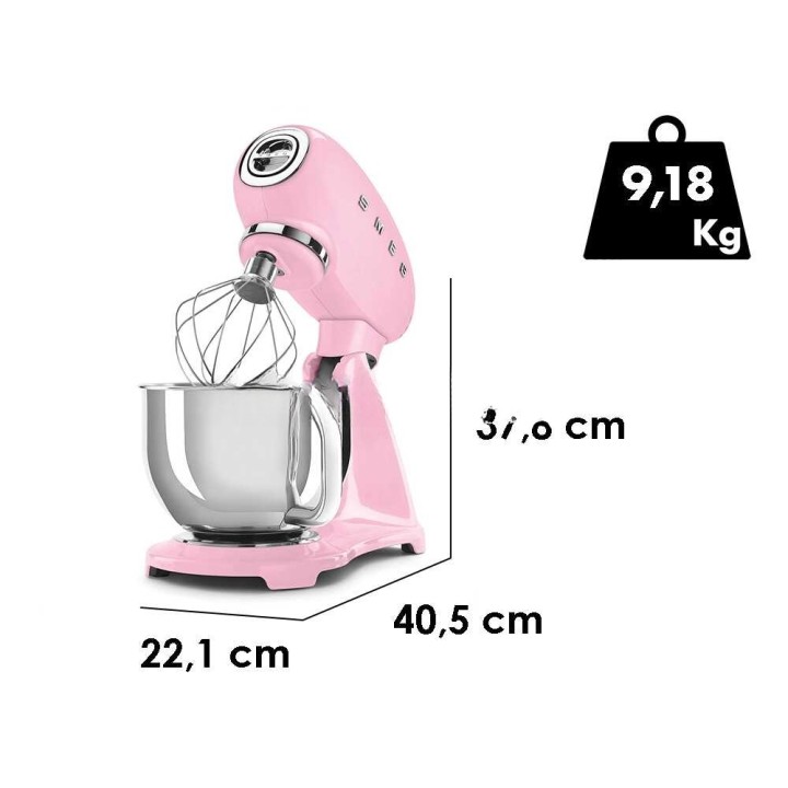 Smeg SMF03PKEU planetaarinen yleiskone, vaaleanpunainen, 4,8 l, 800 W