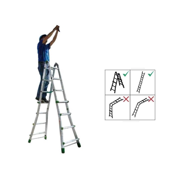 Facal Eurobriko 16 BK/5 A alumiinitikas, 12 + 12 askelmaa, 150 kg, 570 cm