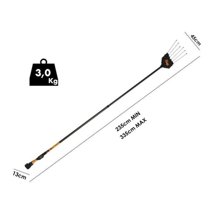 Oliviero Flex PCT Premium Cordless -oliivinkerääjä, hiilikuituvarsi 235–335 cm, 2 akkua