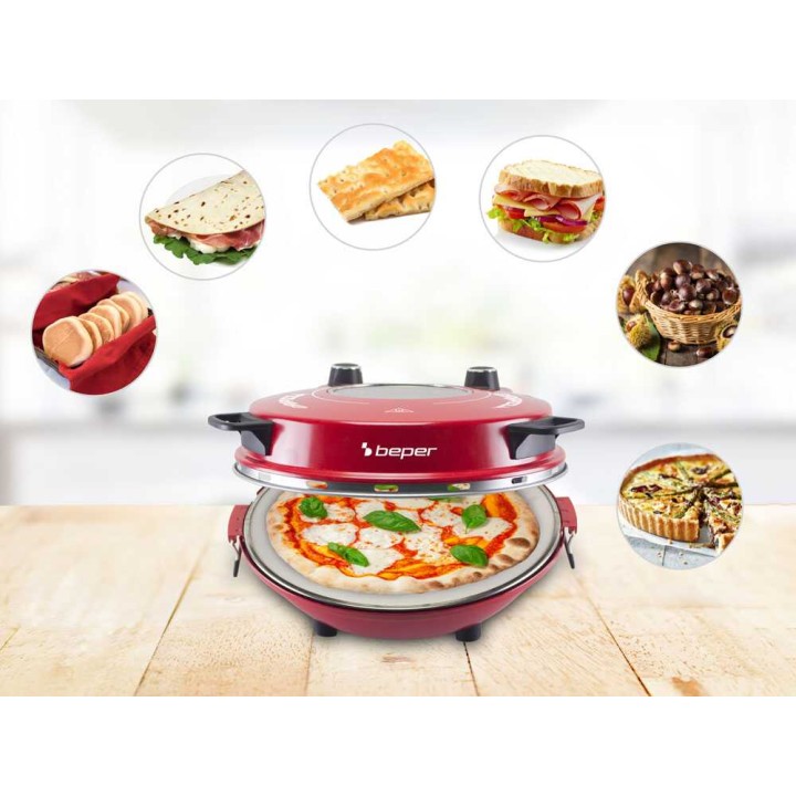 Beper P101CUD301 sähköinen pizzauuni, 1 200 W, 400 °C, 31 cm pizzakivi