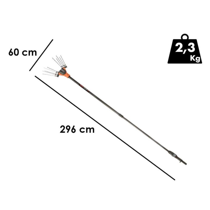 Bahco BCL52TP sähköinen oliivinkerääjä, 36 V, hiilikuituvarsi 216–296 cm