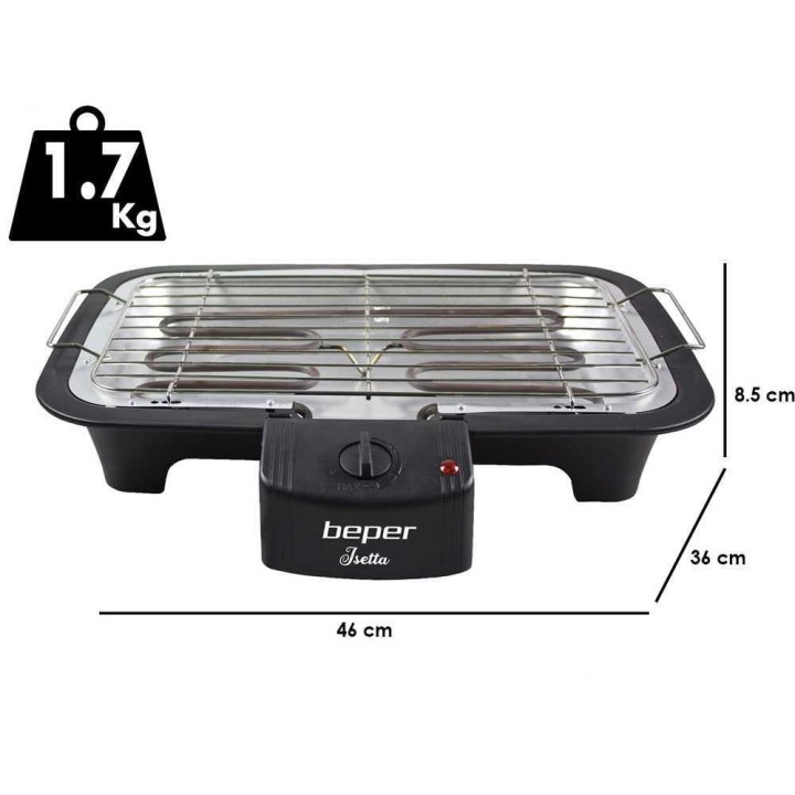 Beper Isetta sähkögrilli, 2 kW, 37 × 21 cm, 2 grillauskorkeutta