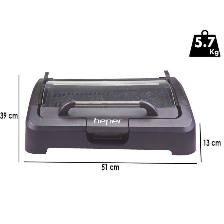 Beper 90871 sähkögrilli kannella, 2,2 kW, 39 × 29 cm