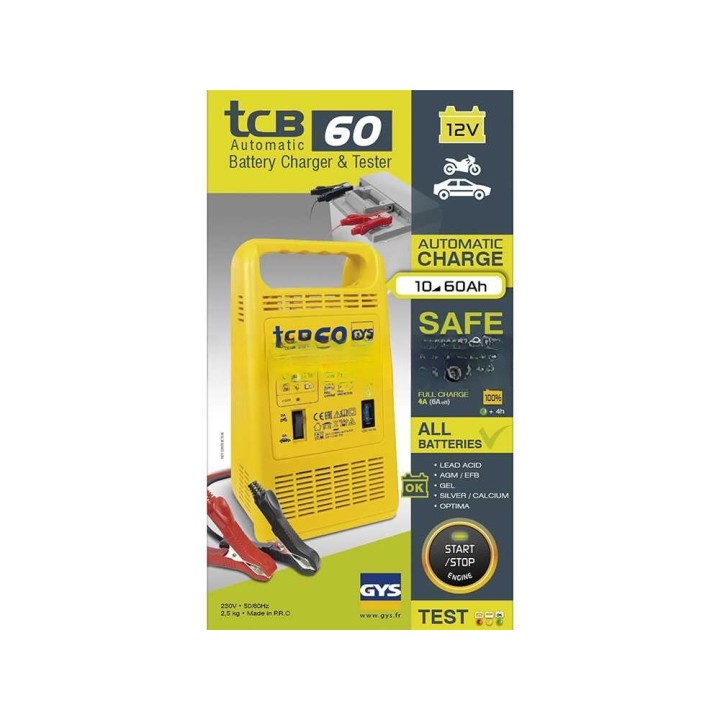GYS TCB 60 automaattinen akkulaturi, 12 V, 10–60 Ah, 85 W