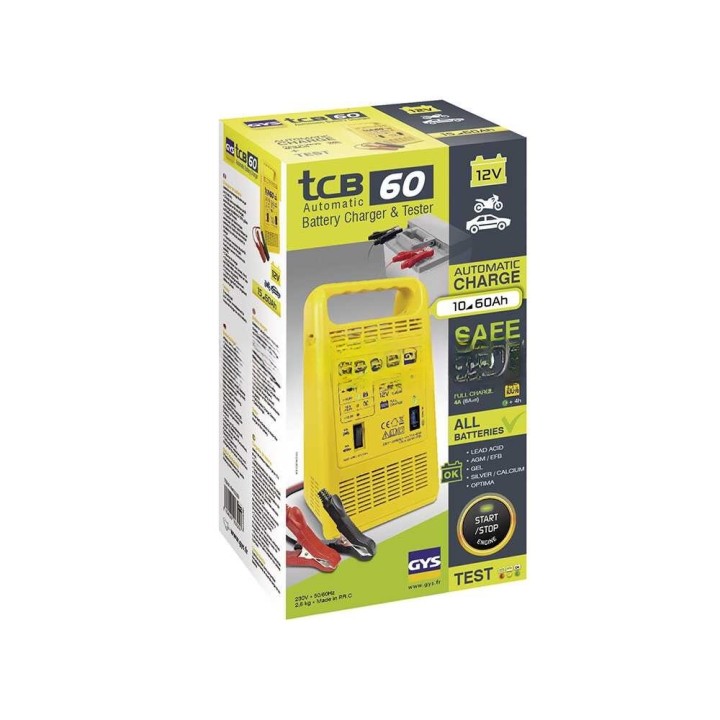 GYS TCB 60 automaattinen akkulaturi, 12 V, 10–60 Ah, 85 W