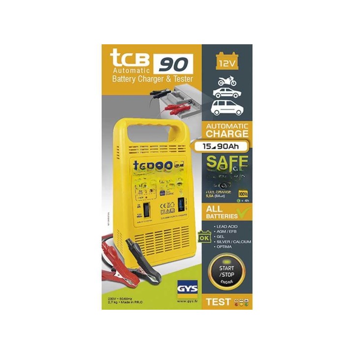 GYS TCB 90 automaattinen akkulaturi, 12 V, 15–90 Ah, 120 W