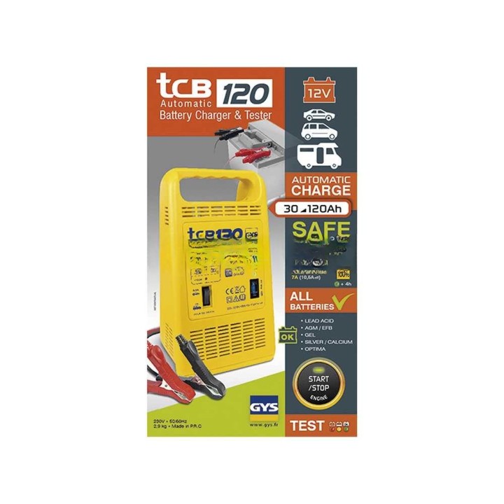 GYS TCB 120 automaattinen akkulaturi, 12 V, 20–120 Ah, 150 W