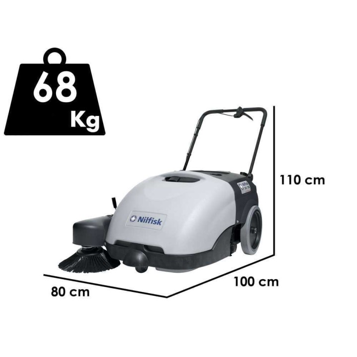 Nilfisk SW750 akkukäyttöinen lakaisukone, 60 l, 12 V, 46 Ah