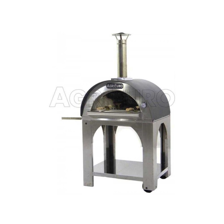 Cibus INOX 80 × 60 puulämmitteinen pizzauuni ulkokäyttöön, 4 pizzaa