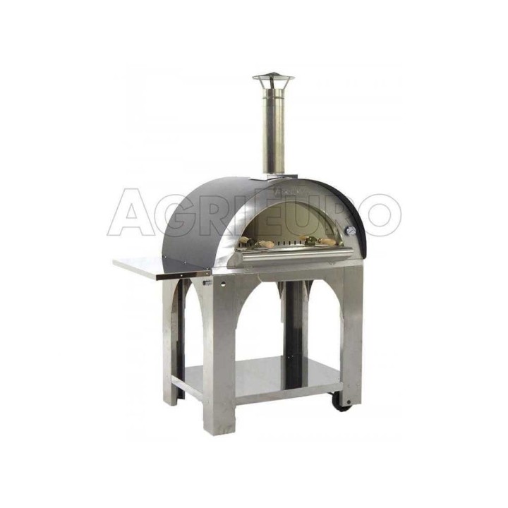 Cibus INOX 80 × 60 puulämmitteinen pizzauuni ulkokäyttöön, 4 pizzaa