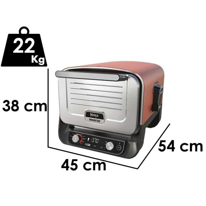 Ninja Woodfire OO101EU sähköuuni pizzoille ja paisteille, 2 400 W, 370 °C