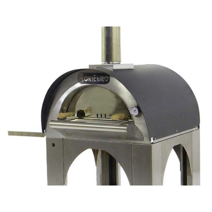 Cibus Inox 60x60 puulämmitteinen pizzauuni, 2 pizzaa, ruostumaton teräs