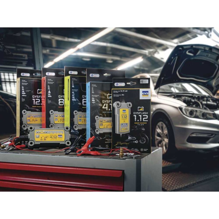 GYS Flash 4.12 akkulaturi ja ylläpitolaturi, 12 V, 1,2–90 Ah