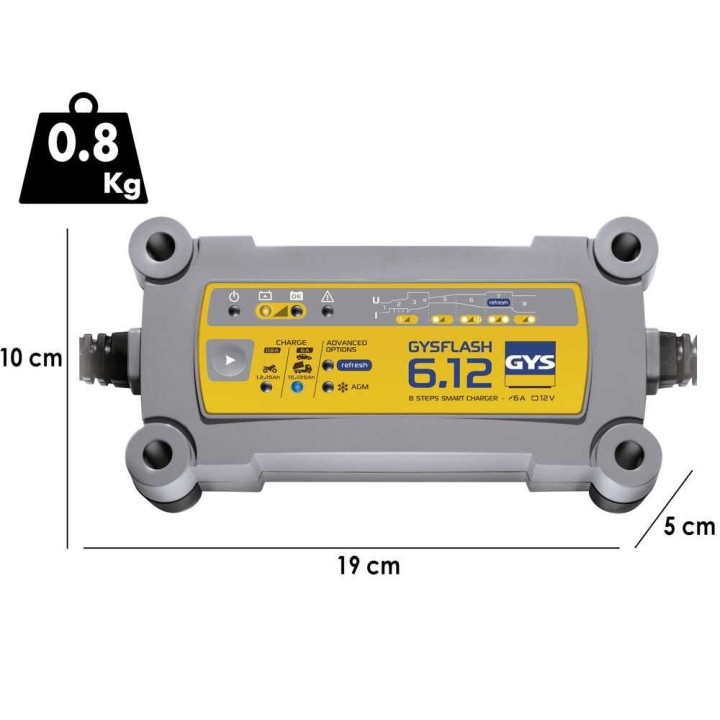 GYS Flash 6.12 automaattinen akkulaturi ja ylläpitolaturi, 12 V, 6 A