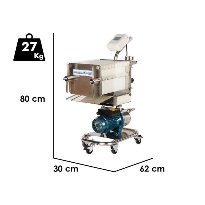Tellarini CrystalPro Plus 20 viinin levysuodatin, 0,5 HP, ruostumaton teräs