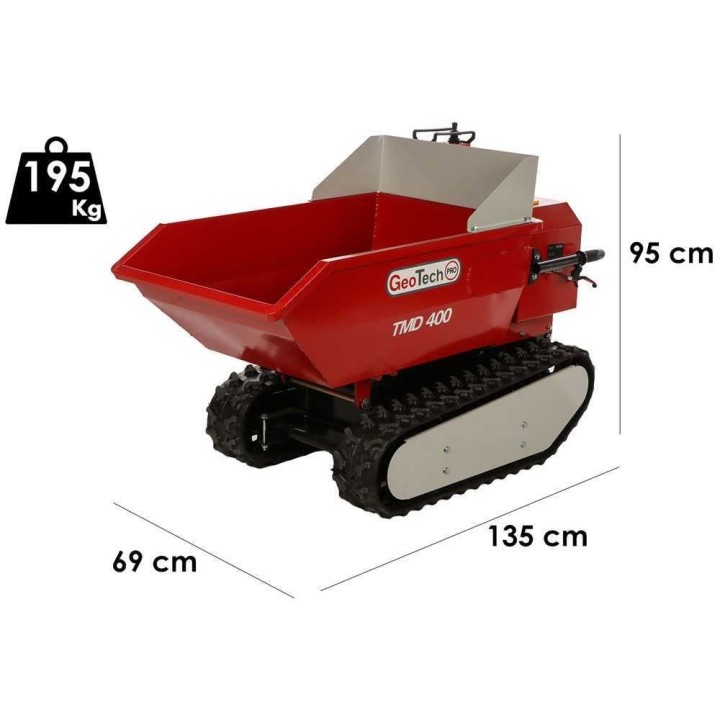 GeoTech Pro TMD 400 akkukäyttöinen telakärry, 48 V, 400 kg, dumper-lava