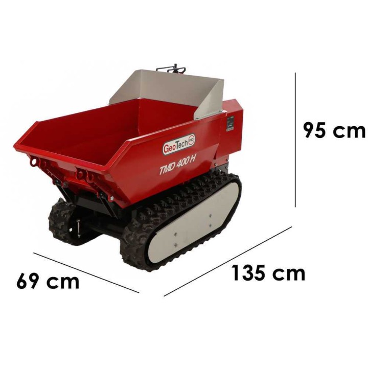 GeoTech Pro TMD 400 H akkukäyttöinen telaketjukuljetin, 400 kg, hydraulinen kippaus