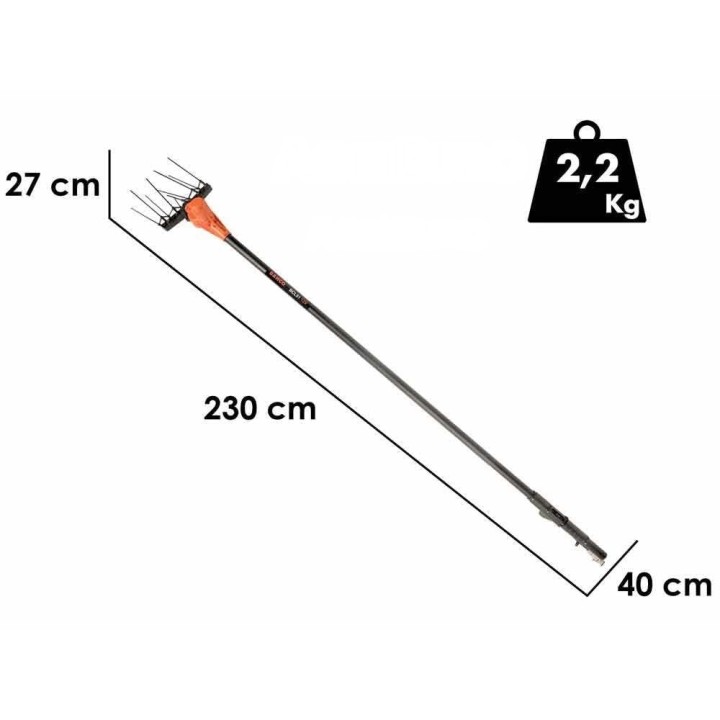 Bahco BCL51 oliivinkorjuukampa, 12 V, 370 W, alumiinivarsi 230 + 100 cm