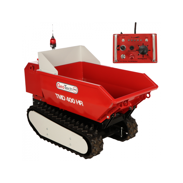 GeoTech Pro TMD 400 HR radiokauko ohjattava akkukuljetin 400 kg 48 V hydraulinen kippaus