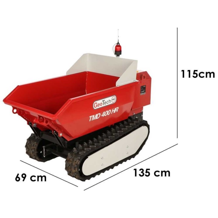 GeoTech Pro TMD 400 HR radiokauko-ohjattava akkukuljetin, 400 kg, 48 V, hydraulinen kippaus