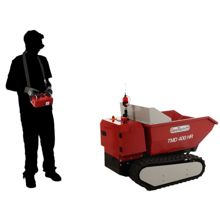 GeoTech Pro TMD 400 HR radiokauko-ohjattava akkukuljetin, 400 kg, 48 V, hydraulinen kippaus