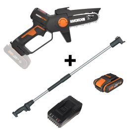 Worx Nitro WG325E akkukäyttöinen oksasaha 20 V 2 Ah 125 cm n jatkovarsi