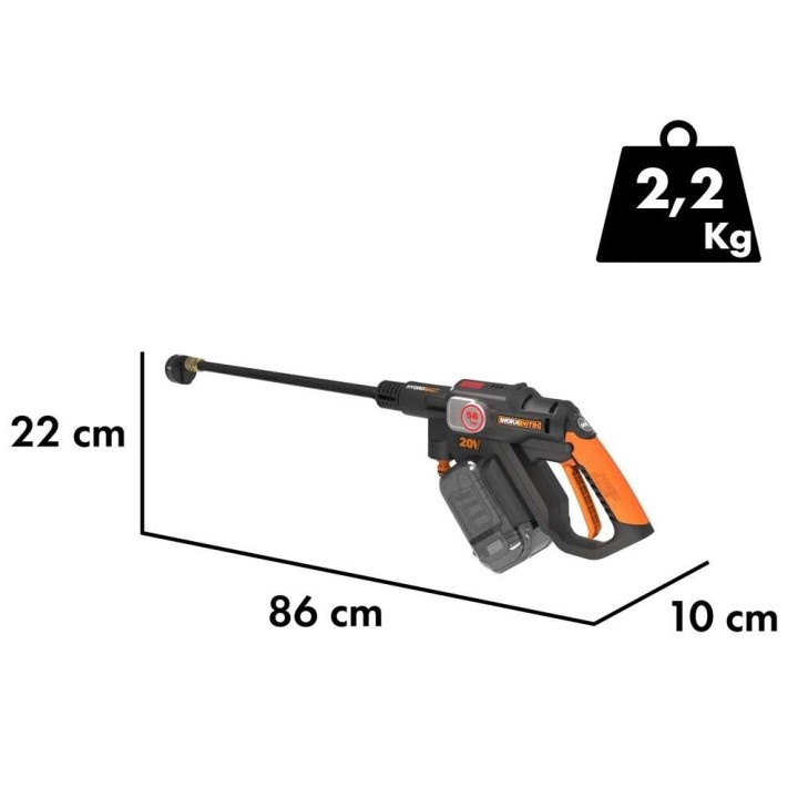 Worx Nitro HydroShot WG633E akkupainepesuri, 20 V, 4 Ah, 56 bar