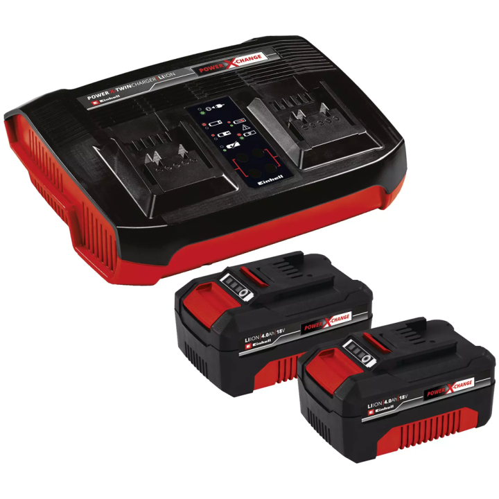 Einhell Power X Change aloitussarja 2 18 V 4 0 Ah akut ja kaksoislaturi