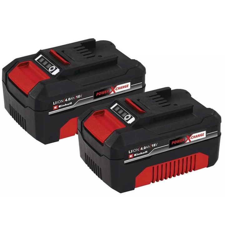 Einhell Power X-Change -aloitussarja, 2 × 18 V / 4,0 Ah akut ja kaksoislaturi