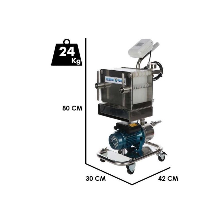 Tellarini CrystalPro Plus 10 levysuodatin viinille, ruostumaton teräs, 0,5 HP
