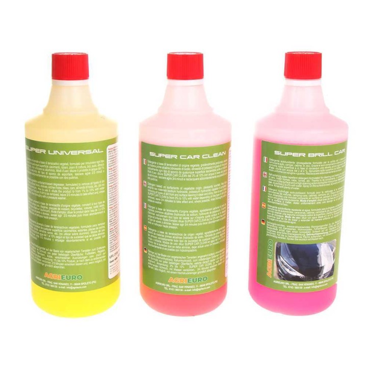 3 pesuainetta painepesureille, ajoneuvojen puhdistukseen, 3 × 1 l