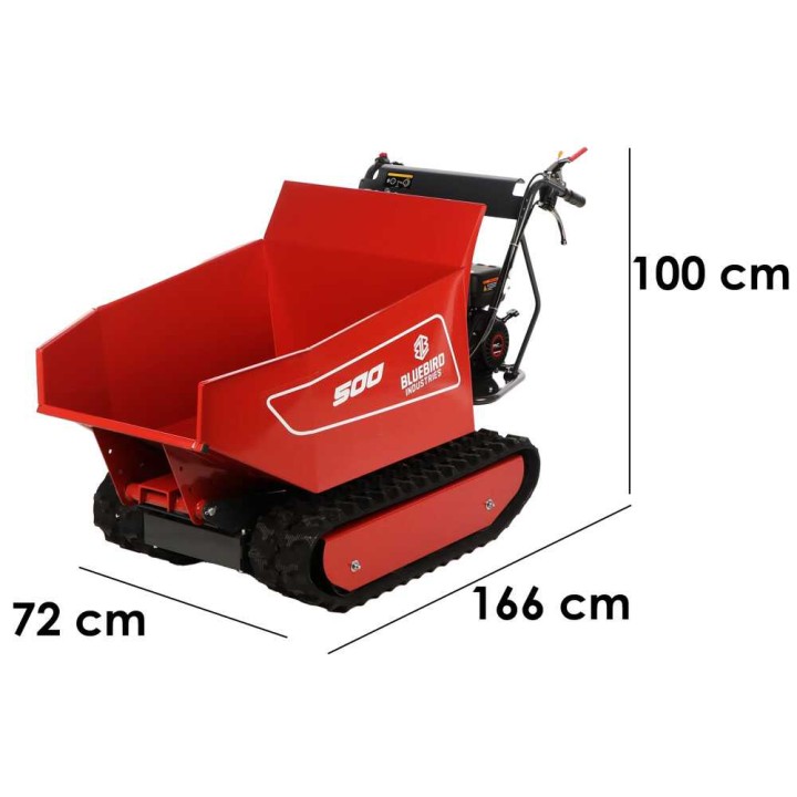 Blue Bird Carrier 500 DH telaketjudumppperi, 500 kg, Loncin 196 cm³, hydraulinen kippaus