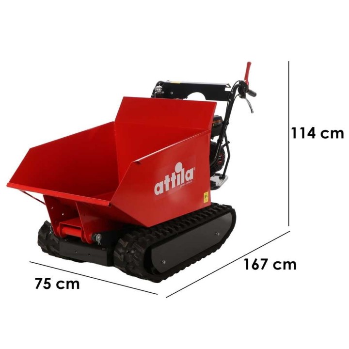 Attila ATT 500 D-L telaketjudumpperi, 500 kg, Loncin 9 HP, hydraulinen kippilava