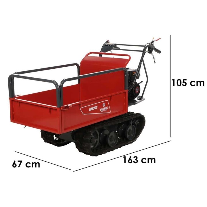 Blue Bird Carrier 300 telaketjukärry, 300 kg, Loncin 6,5 HP, laajennettava lava