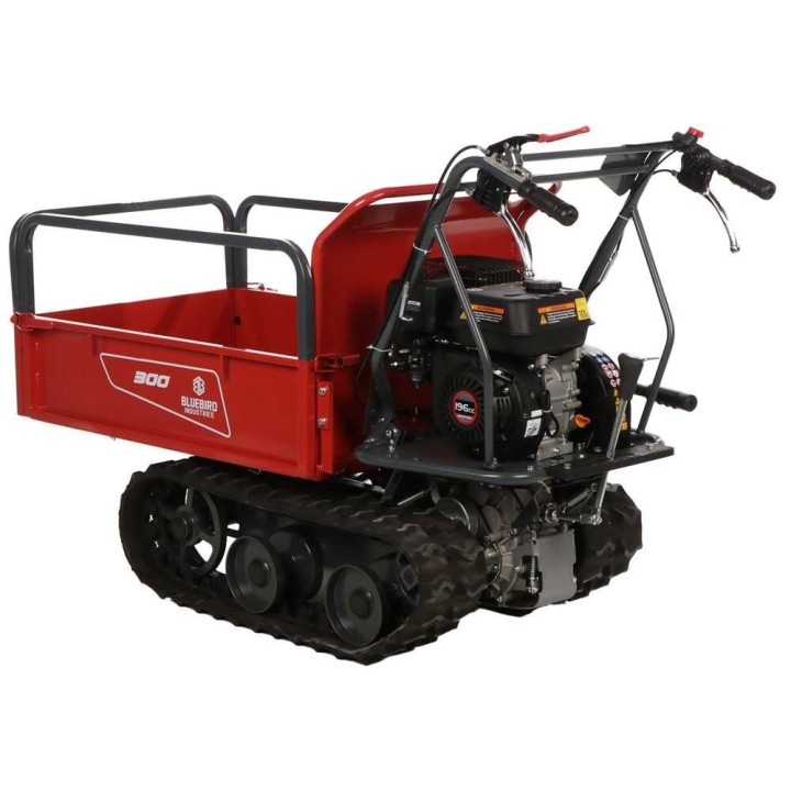 Blue Bird Carrier 300 telaketjukärry, 300 kg, Loncin 6,5 HP, laajennettava lava
