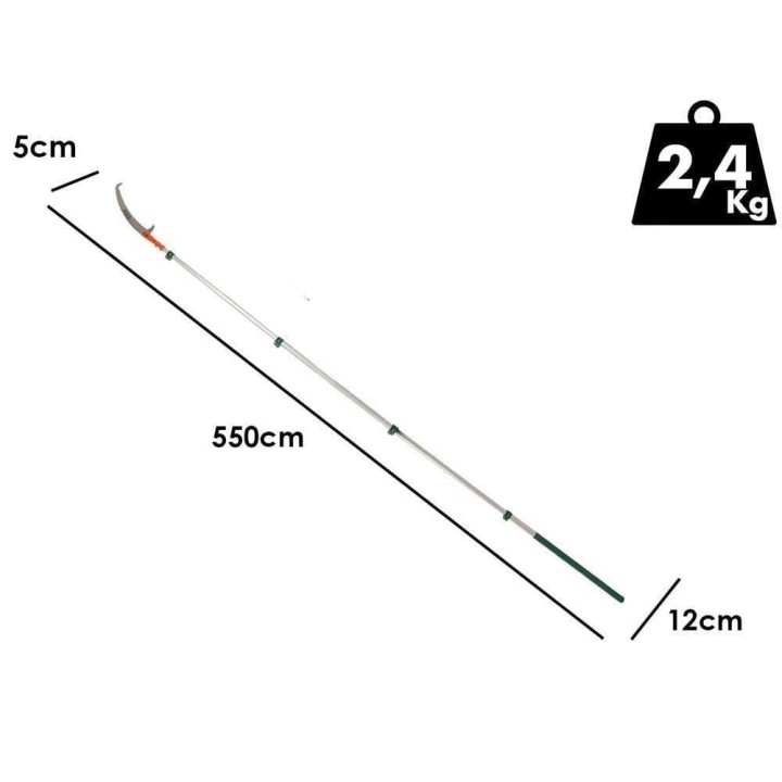 GeoTech STP S 550 teleskooppinen oksasaha, 45 cm, 185–550 cm