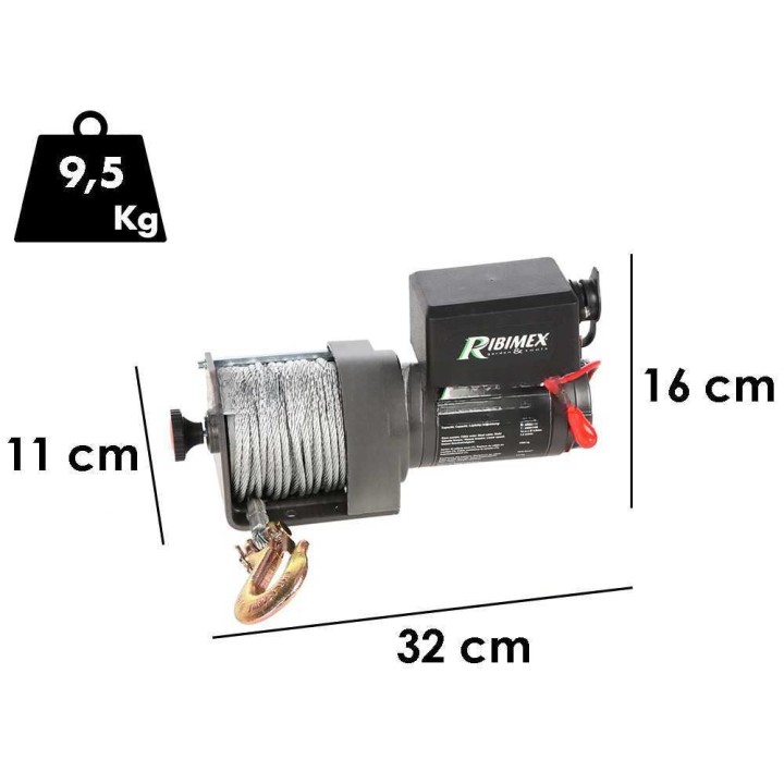 Ribimex PE12V/2500 sähkövinssi, 12 V, 3 HP, 1 100 kg kahdella vaijerilla 2 200 kg