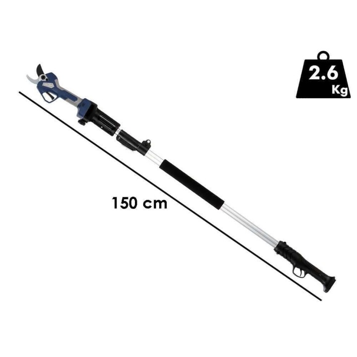 Bullmach ARTEMIS 45 sähköiset oksasakset, teleskooppivarsi 150–210 cm, 2 × 21,6 V 4 Ah