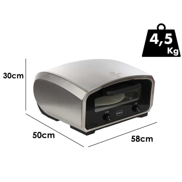 R.G.V. Vulcano sähköinen pizzauuni, 2 100 W, 450 °C, pyörivä paistokivi